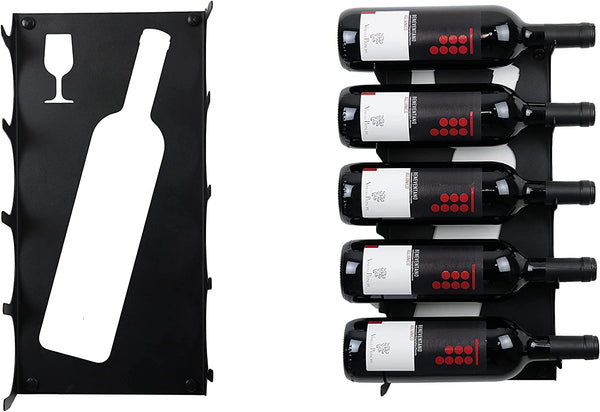 Porta Bottiglie di Vino in Acciaio Nero da Parete Salvaspazio Design Moderno